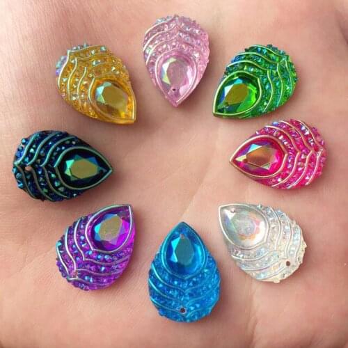 200pcs Teardrop Sew On Rhinestone Flat Back Resin Sewing On Crystals Rhinestones Two Holes Beads Stones DIY-A29*5