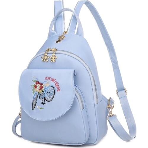 2021 Fashion Blue Backpacks Candy Colors Backbags Women Oxford Cloth Back Pack Fancy High School Bags for Teenage Girl Rucksack