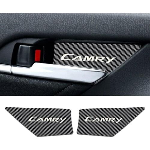 For Toyota camry 2018 2019 2020 accessories car styling Carbon Fiber Stainless Steel car interior door handle ornament 4pcs