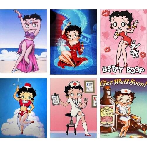 5D DIY Diamond Painting Cartoon BettyBoop Picture Square/Round Full Diamond Mosaic Embroidery Cross Stitch Kit Home Decor