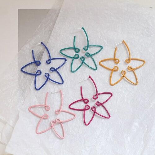 6pcs Korean Sweet exaggerated big star alloy hollow stud earrings for women Girls diy handmade jewelry accessories materials