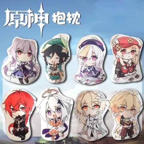 Anime Genshin Impact Paimon Klee Aether Lumine Keqing Plush Stuffed Doll Throw Pillow Cushion Bag Pendant Keychain Toy Xmas Gift