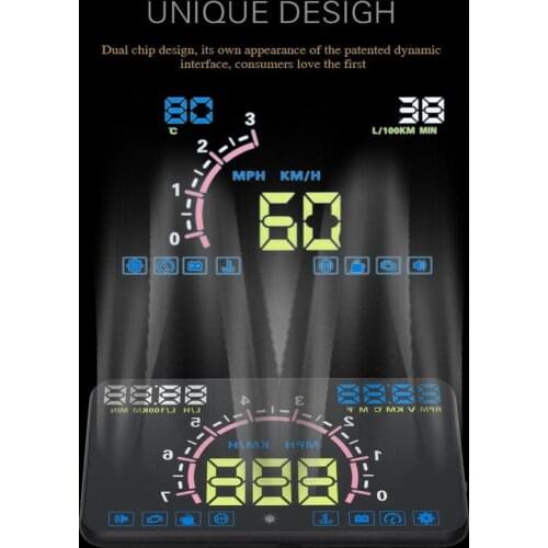 BigBigRoad Car Speedometer 5.8 Inch HUD Head Up Display OverSpeed Voltage Fuel Alarm Windscreen Projector OBD2 EUOBD Connector