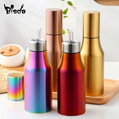 Stainless Steel Olive Oil Bottle Leakproof oil storage Vinegar can Kitchen Oiler with Lid Kitchen Accessories