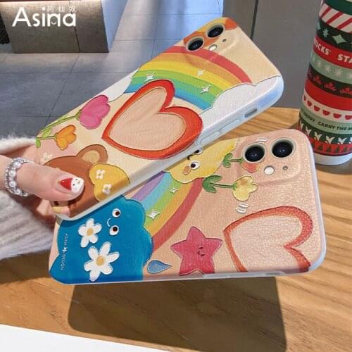 ASINA Imitation Lambskin Case For iPhone 12 11 Pro Max X XS XR 7 8 Plus Cute Cartoon Cases for iPhone 12mini SE2020 Back Cover