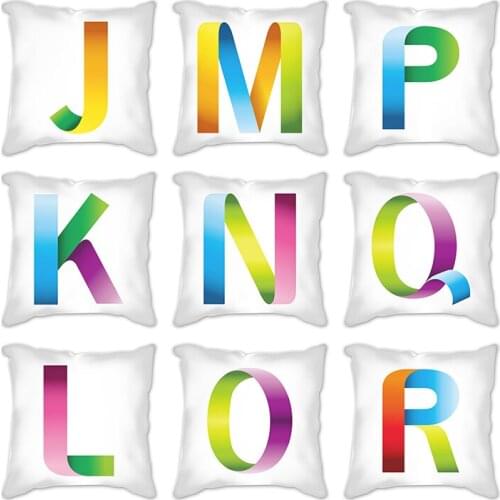 Color bar Letter Pillow Case Pillow Cushion Cover 45*45cm Throw Pillows Sofa Decorative/Living Room Cushions English Alphabet