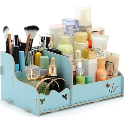 DIY Wooden Box Cute Cat Pen Box Desktop Storage Assembly DIY Wood Makeup Organizer Cosmetics Storage Box For Halloween