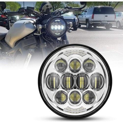 Brightest DOT Approved DRL 5-3/4" 5.75" Round LED Projection Headlight for Harley Dyna Sportster Softail Motorcycles Black/Silve