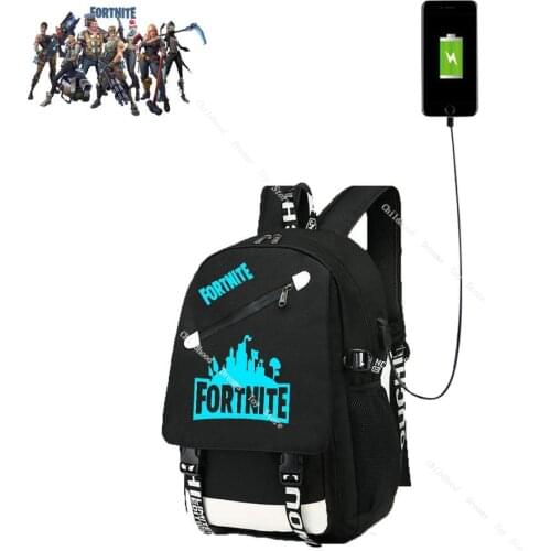 Fortnite Game Backbag Student Luminous USB Backpack Camping Computer Travel Bags Multifunction School Bag for Children Boy Gift