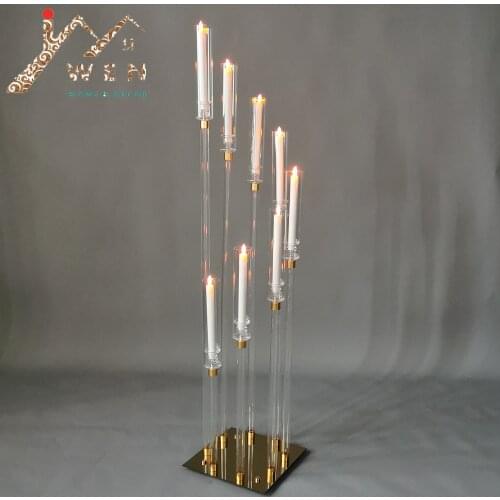 IMUWEN Crystal Candle Holders 8Heads Table Candelabra Wedding Centerpiece Pillar Stand Road Lead Party Candlesticks Home Decor