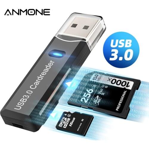 ANMONE USB 3.0 Card Reader 2 In 1 Micro SD TF Card Memory Flash Drive Adapter High Speed Multi-card Writer Laptop Accessories