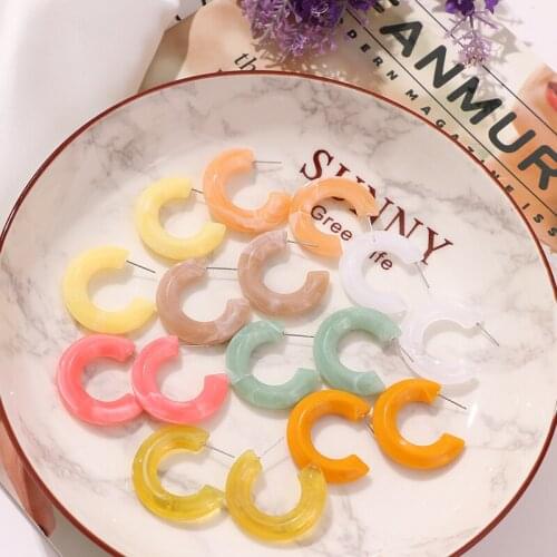 KISSWIFE New Round Colourful Resin Hoop Earrings For Women Cute Multi-colored Acrylic Earrings 2021 Trend Fashion Jewelry Brinco