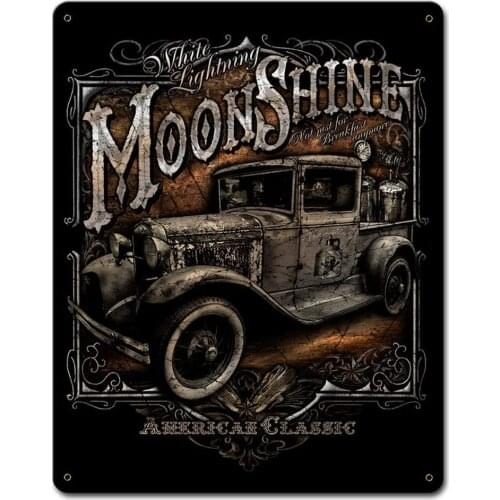 Losea Moonshine Truck Metal Tin Sign Wall Art Decor for Living Room Vintage Art Coffee Bar Signs Home Decor Gifts Decoration
