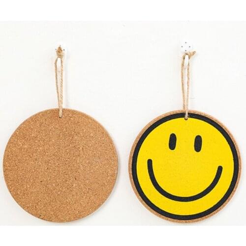 Cartoon Round Place Mat Cork Coaster Placemats for Table Kitchen Table Smiley Face Potholder Kitchen Table Mat