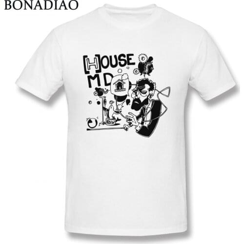 Dr House MD Tee Shirt For Male Geek Homme Tee Shirt Fashion 100% Cotton Tees Nice Short-sleeved