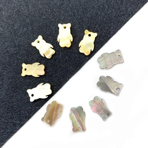 Natural Sea Shell Pendant Bear Shape Mother-of-pearl Abalone Shell Exquisite Pendant for Making Jewelry DIY Necklace Accessories