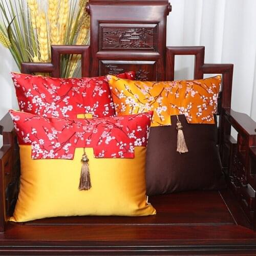 New Patchwork Jacquard Plum Cushion Cover Sofa Chair Home Decoration Chinese Silk Pillow Cushion Covers Lumbar Pillow Case