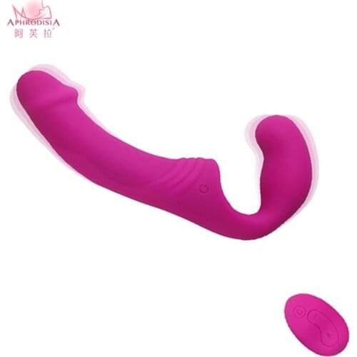 New 10 Vibration Modes Strapless Double Vibrating Lesbian Dildo Silicone Vibrator Women Couple Massage Adult Sex Toys For Woman
