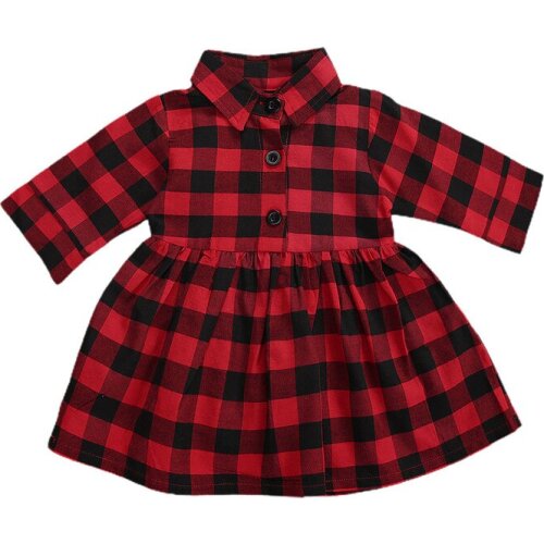 1-5T Toddler Kid Baby Girl Clothes Autumn Long Sleeve Plaid Red Dress Elegant Party Club Cute Sweet Princess Outfit