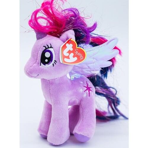 New 6 ‘’15cm Ty Beanie Stuffed Plush Animals Doll Purple Hair Pony The Embroidered Horse Collectible Big Eye Soft Toys Gift