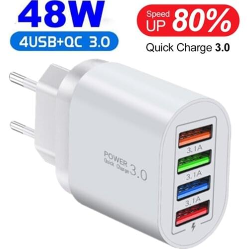Supercharge USB Charger Quick Charge 4 Port Fast Charging Wall Charge Adapter For iPhone 12 pro max 11 Xiaomi redmi note 10 9 9s