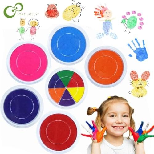 Funny 6 Colors Ink Pad Stamp DIY Finger Painting Craft Cardmaking For Kids Montessori Drawing baby toys 0-12 months Kids Toy GYH