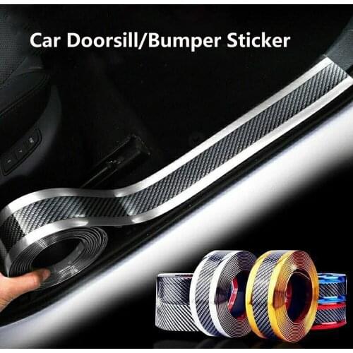 1 Meter Carbon Fiber Rubber Moulding Strip Rubber for Car Door Pedal Trim Bumper DIY Door Sill Protector Edge Guard Car Styling