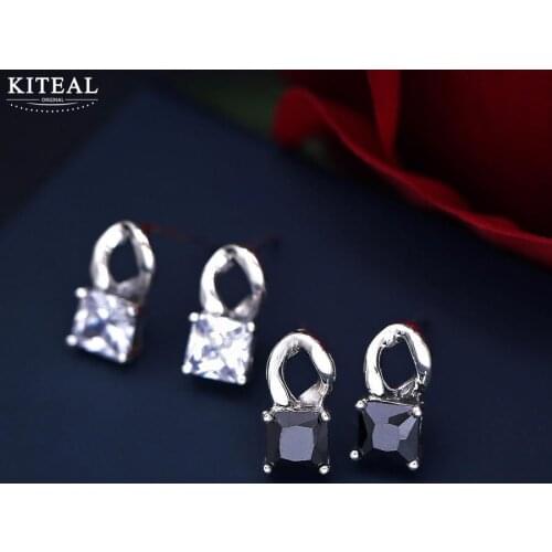 KITEAL Newest Arrival Girl earrings Square zircon earrings 12mm*6mm vintage real 925 sterling silver kupe Wholesale