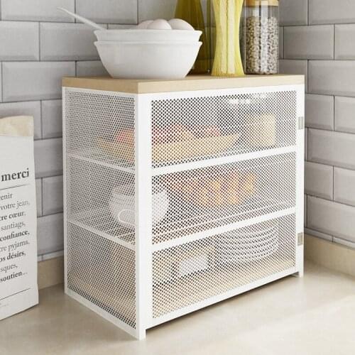 Cupboard Household Kitchen Storage Cabinet Vegetable Storage Rack Table Mini Small Simple Multi-Functional Desktop Breathable