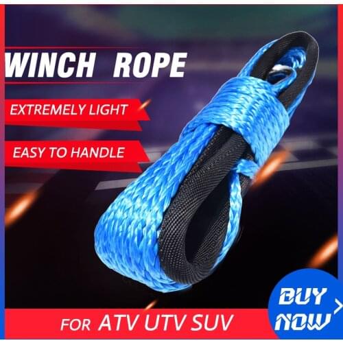 Blue 6mm*15m Synthetic Winch Cable Rope,1/4" UHMWPE Rope for Auto Parts,Kevlar Winch Cable