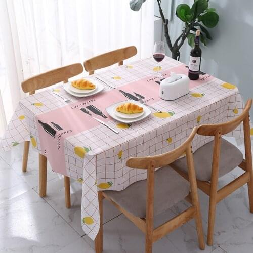 Pink Plaid Tablecloth for Rectangular Table Christmas Party Waterproof Table Cloth Oil Proof for Home Dining Desk Nappe De Table