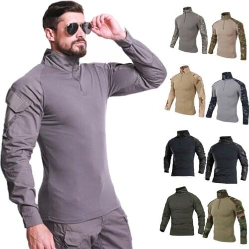 Tactical Military Army Shirts Men Quick Dry Hunting Tops Uniform Frog Field Combat Training Camouflage Shirts Airsoft Clothing