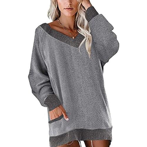Hoodies Sweatshirts Womens Casual Soft Long Sleeves V Neck Knot Sid Pockets Blouse Top T-shirt Elegant Con Capucha Moletom