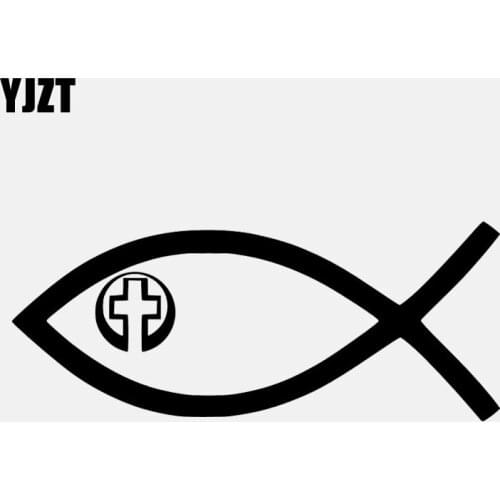 YJZT 17CM*7CM Vinyl Decal Fish Jesus Car Sticker Jesus Christ Black/Silver C24-0608