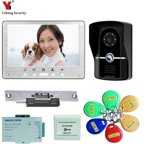 Yobang Security 7-inch video Intercom door phone with Electric Lock RFID keyfobs Camera Intercom Doorbell phone Viewer For Home