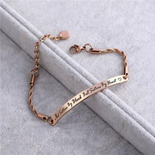 Fashion Best Friend Bracelet Engrave Not sisters by blood but sisters by heart Jewelry for Women Titanium Steel Bracelets mujer