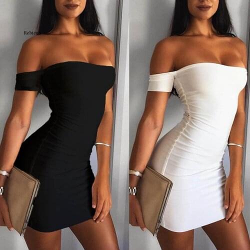 Women Summer Dress 2020 Solid Color Slip Shoulder Sleeveless Fashion Mini Sexy Dress Party Dress Stretch Backless bodycon dress