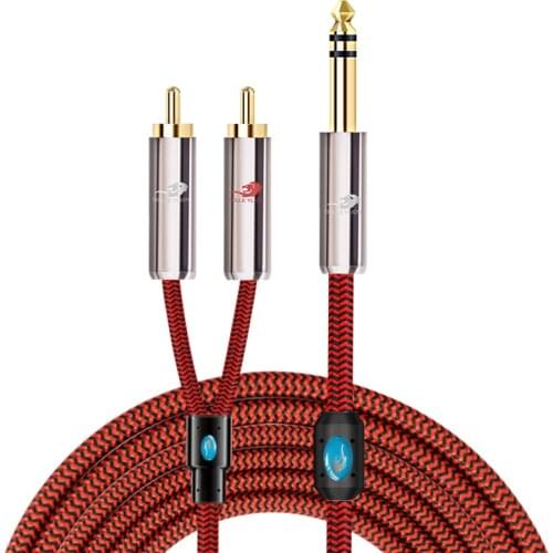 Stereo 1/4'' Male 6.35mm Jack to 2 RCA Male Audio Cable For Phono Mixier Console Amplifier Y Splitter Speaker Wire1m 2m 3m 5m 8m