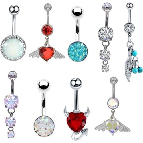 1Pc Mixed Styles Mix Navel Piercing Chirurgish Staal 14G Navel Bars Gold Belly Button Rings Navel Piercing Nombril Ombligo