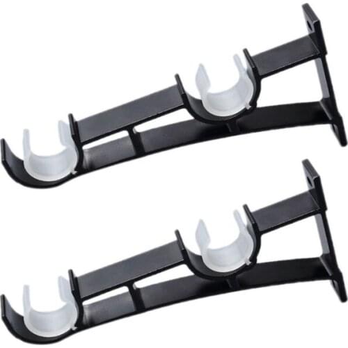 2pcs/set Double Curtain Rod Brackets Hook Hanger Ceiling Mounted Window Hardware Holders Home Decor Accessories