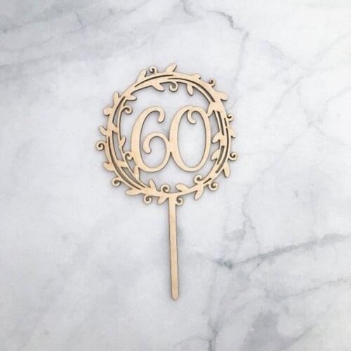 20pcs laser cut 60th wooden cake topper happy Birthday Cake Topper birthday toppers