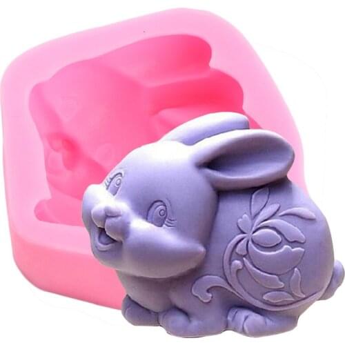 3D Rabbit Craft Soap Silicone Mold Easter Bunny Candy Chocolate Fondant Molds Cake Decorating Tools Candle Clay Resin Moulds