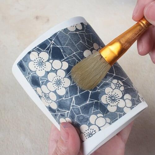 5PCS Underglaze Flower Paper Clay Transfer Applique Medium and High Temperature Underglaze Blue and White Porcelain Decal