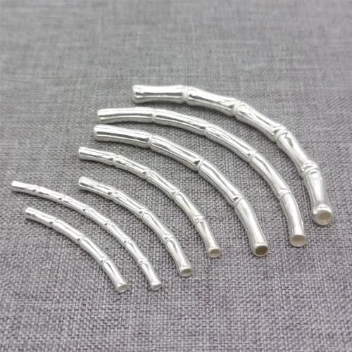 5pcs of 925 Sterling Silver Curve Tube Beads Bamboo Noodle Spacers for Bracelet