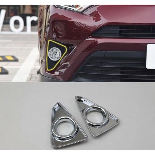 Car Accessories Exterior Decoration ABS Chrome Front Fog Light Lamp Cover Trim 2pcs For Toyota RAV4 2016 Car Styling