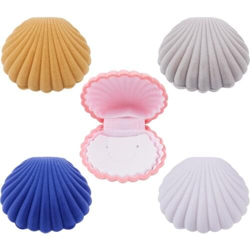 10Pcs Velvet Jewelry Box Container Wedding Engagement Ring Box Shell Shape Earrings Necklace Bracelet Display Gift Box Holder