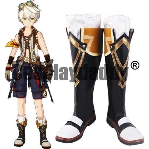 Genshin Impact Mondstadt Leader of Bennys Adventure Team Trial by Fire Bennett Benetto Game Cosplay Black Shoes Boots S008