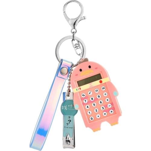 Keychain Mini Pocket Caculator with Nail Clippers, Lanyard, Standard Function Electronics Calculator Student Kids Calculator