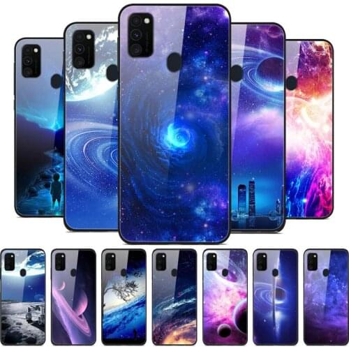 Tempered Glass Case For Samsung M21 Case 6.4" Silicone Bumper Hard PC Back Cover For Samsung Galaxy M21 Case M 21 Space Coque