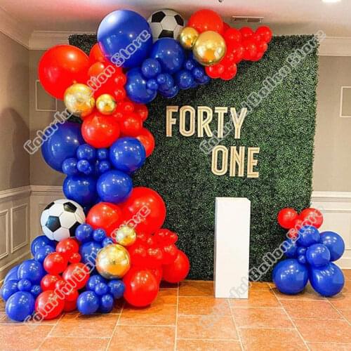 Wedding Birthday Party Decor 4D Gold 4D Soccer Red Blue Latex Balloon Garland Arch Holiday Event Baby Shower Backgound Decor